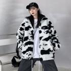 Cow Pattern Revisable Hooded Zip Jacket