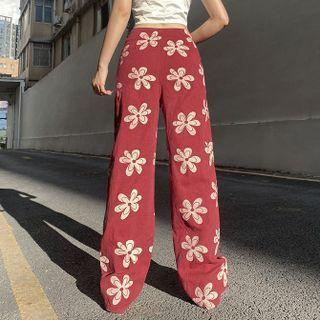 Flower Pattern Straight Leg Pants