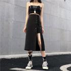 Lace-up Midi Straight-fit Skirt