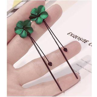 Floral Threader Earring Flower - Green - One Size