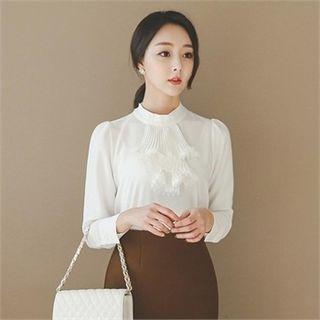 Crew-neck Ruffle-trim Top