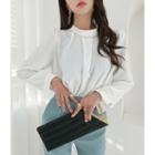 Mock-neck Crepe Blouse With Necklace