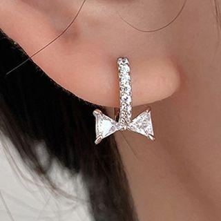 Bow Earring 1 Pc - Bow Earring - Silver - One Size