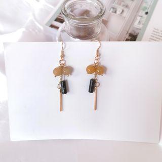 Stone Bead & Bar Dangle Earring