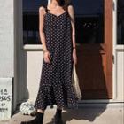 Polka Dot Ruffle-strap Midi Sundress