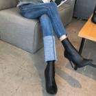 Asymmetric Cuff-hem Washed Slim-fit Jeans