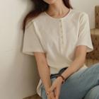 Round-neck Perforated Henley