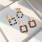 Leopard Print Square Brushed Alloy Triangle Dangle Earring
