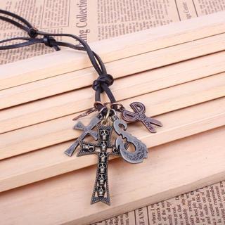 Skull Cross Scissors Necklace