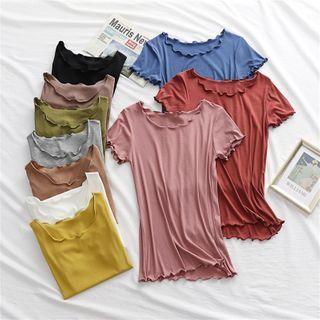 Ruffle Plain Short-sleeve T-shirt