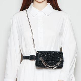 Crossbody Chain Faux Leather Belt Bag