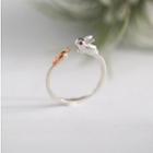 925 Sterling Silver Rabbit & Carrot Open Ring