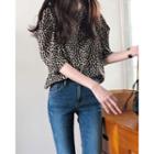 Puff-sleeve Leopard Top Ivory - One Size