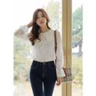 Layered-collar See-through Lace Blouse