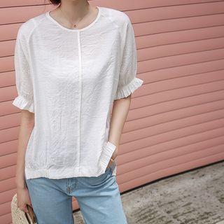Frilled-sleeve Seam-detail Top