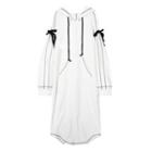 Contrast Trim Cut Out Shoulder Midi Hoodie Dress