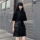 Short-sleeve Plain Shirt / Belt / Tie / Set