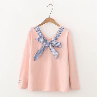 Bow Neck Long-sleeve T-shirt