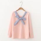 Bow Neck Long-sleeve T-shirt