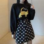 Leopard Pullover / Dotted A-line Skirt