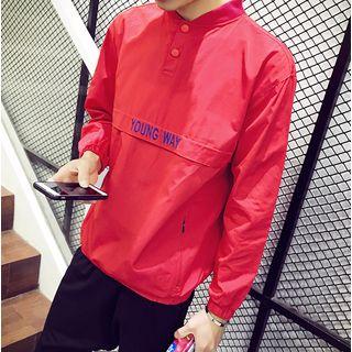 Lettering Half Placket Pullover