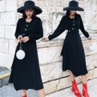 Long-sleeve Asymmetrical Midi A-line Dress