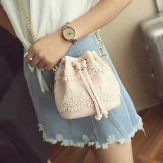 Lace Panel Bucket Bag