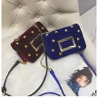 Star Embroidered Velvet Chain Strap Crossbody Bag
