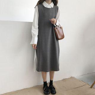 Plain Long-sleeve Blouse / Sleeveless Dress