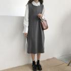 Plain Long-sleeve Blouse / Sleeveless Dress