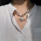 Lock & Arrow Rhinestone Pendant Alloy Necklace 1 Pc - Silver - One Size