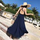 V-neck Slit Open Back Dress
