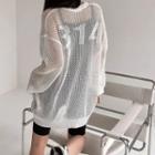 Over-fit Fishnet-knit Top