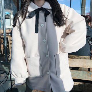 Bow Accent Button Coat As Shown In Figure - One Size