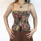Tie-front Floral Embroidered Crop Camisole Top