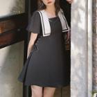 Sailor Collar Heart Chain Hook-and-eye Lace-up Dress