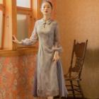 Traditional Chinese Long-sleeve Midi Dress