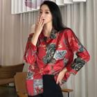 Long-sleeve Printed Shirt Red - One Size