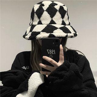 Check Bucket Hat Black & White - M