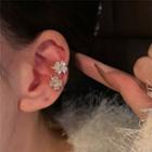 Flower Rhinestone Ear Cuff 1 Pair - Gold - One Size