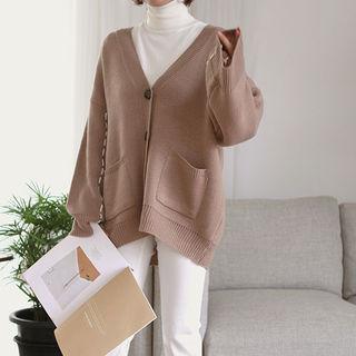 Stitch-accent V-neck Cardigan