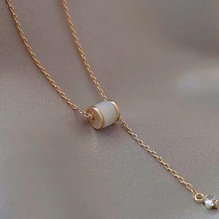 Faux Gemstone Pendant Alloy Choker Gold - One Size