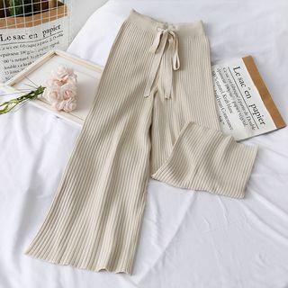 High Waist Knit Pants Almond - One Size