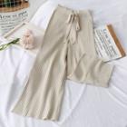 High Waist Knit Pants Almond - One Size