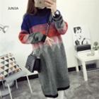 Long-sleeve Diamond Pattern Knit Dress
