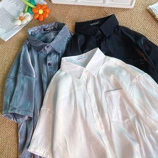 Elbow-sleeve Silky Shirt