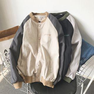 Embroidered Colorblock Baseball Jacket
