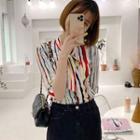 Tie-neck Stripe Shirt Ivory - One Size