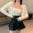 Knit Camisole Top / Cardigan / A-line Mini Skirt / Set