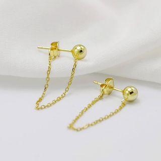 Chain Stud Earring 1 Pair - Gold - One Size